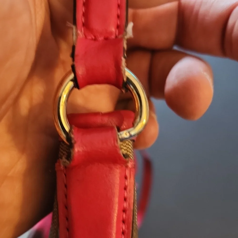 Coach Signature Crossbody‎ Shoulder Bag in Khaki & Pink